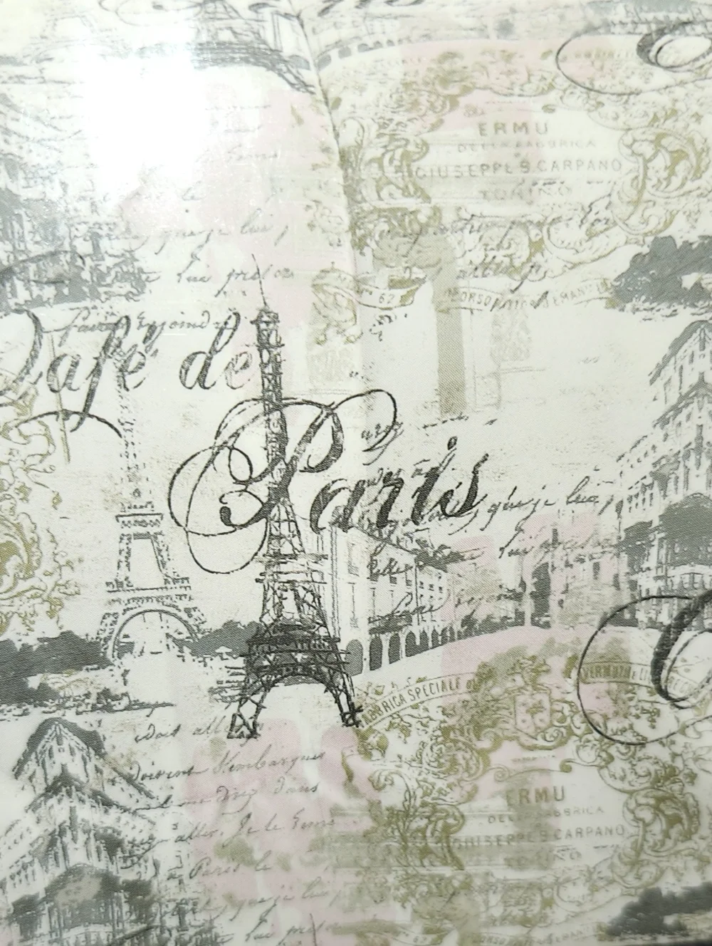 Paris Script Reversible Comforter Set in Light Pink and Green - New In Bag